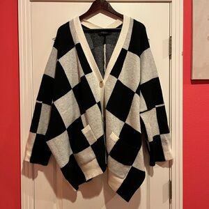 DRESSED IN LALA CHECKERED OVERSIZED CARDIGAN